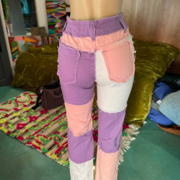 Tri color patchwork high rise jeans NWOT - Picture 5 of 8